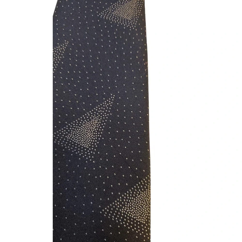 Allyn St George Silk Necktie Black Ivory Geometric Polka Dots Mens‎ Designer